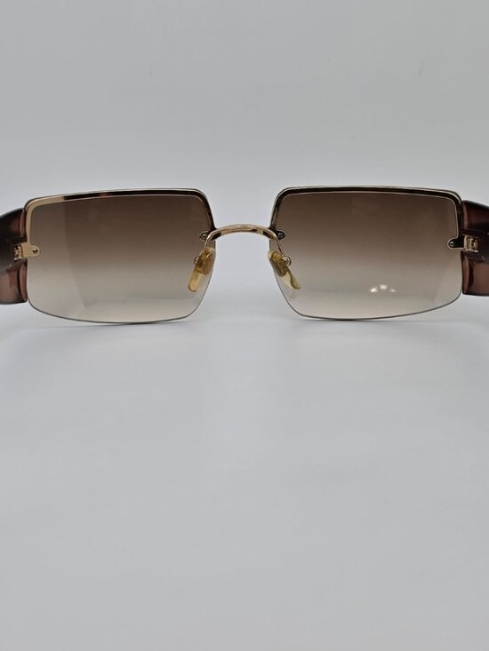 Giorgio Armani 1525 743 Gold Frame Brown Gradient Lens Semi Rimless Sunglasses main image 12